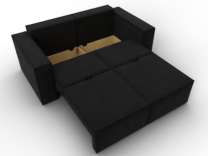 Диван прямой Куба мини, Микровельвет, Черный