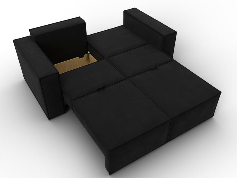 Диван прямой Куба мини, Микровельвет, Черный