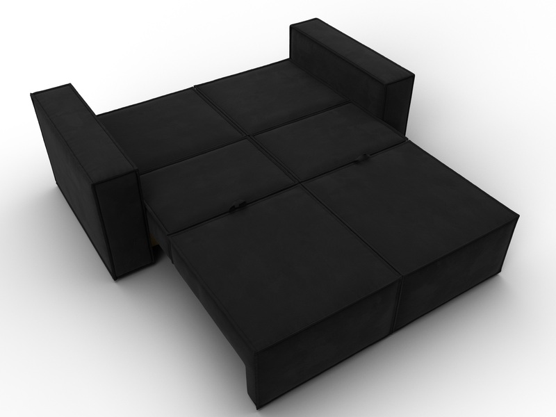 Диван прямой Куба мини, Микровельвет, Черный