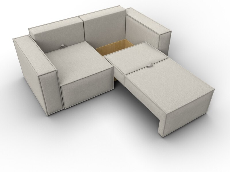 Диван прямой Куба мини, Рогожка, Амур 02 бежевый