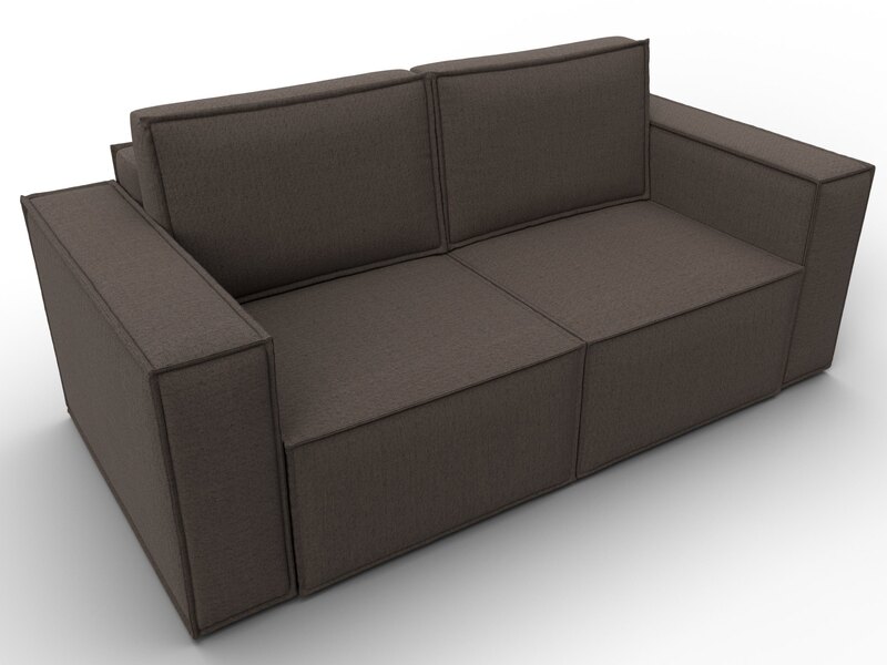 Диван прямой Куба мини, Рогожка, Амур 05 коричневый