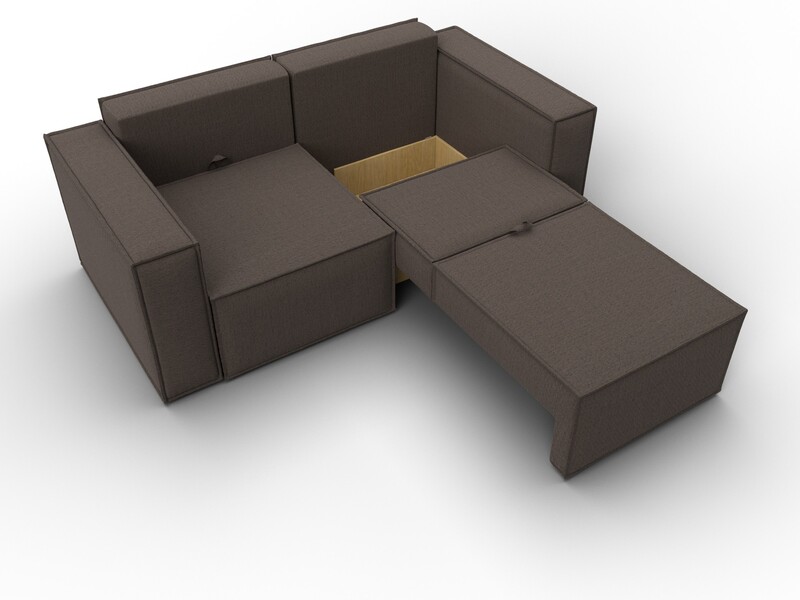 Диван прямой Куба мини, Рогожка, Амур 05 коричневый