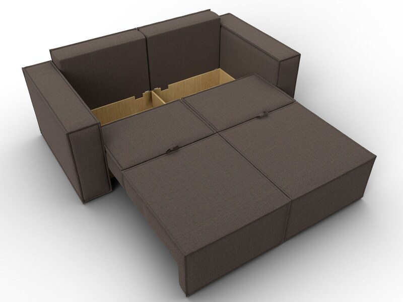 Диван прямой Куба мини, Рогожка, Амур 05 коричневый