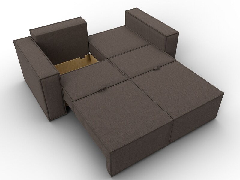 Диван прямой Куба мини, Рогожка, Амур 05 коричневый