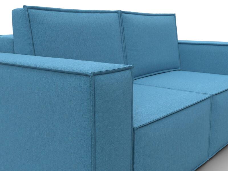 Диван прямой Куба мини, Рогожка, Амур 10 голубой