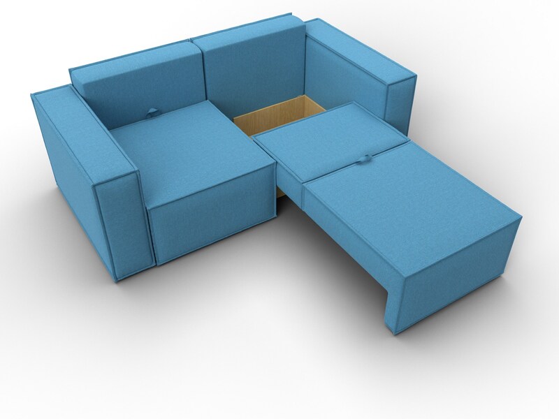 Диван прямой Куба мини, Рогожка, Амур 10 голубой