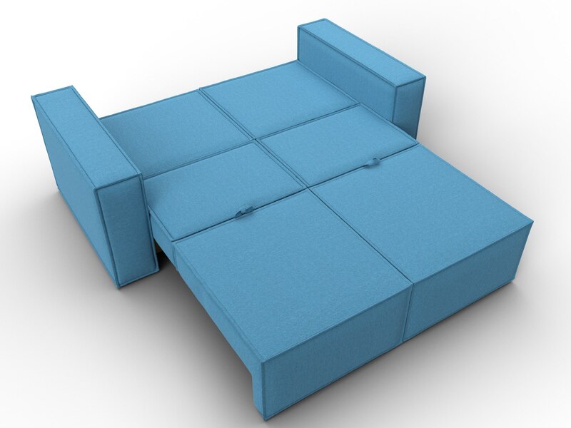 Диван прямой Куба мини, Рогожка, Амур 10 голубой