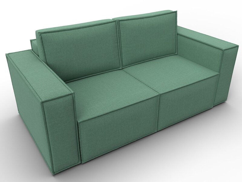 Диван прямой Куба мини, Рогожка, Амур 11 зеленый