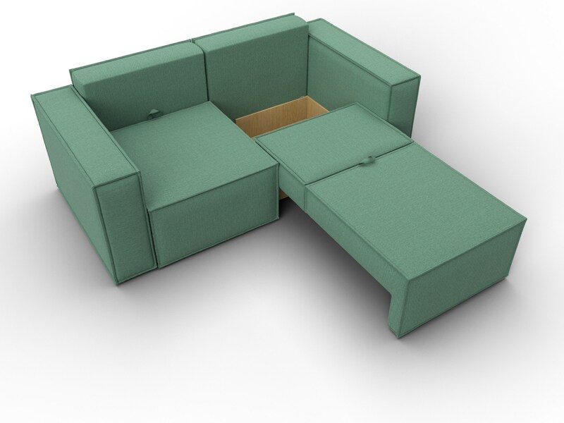 Диван прямой Куба мини, Рогожка, Амур 11 зеленый