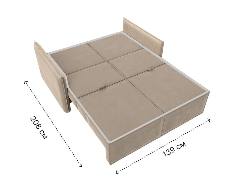 Диван прямой Либерти мини, Велюр, SEVEN 729 бежевый