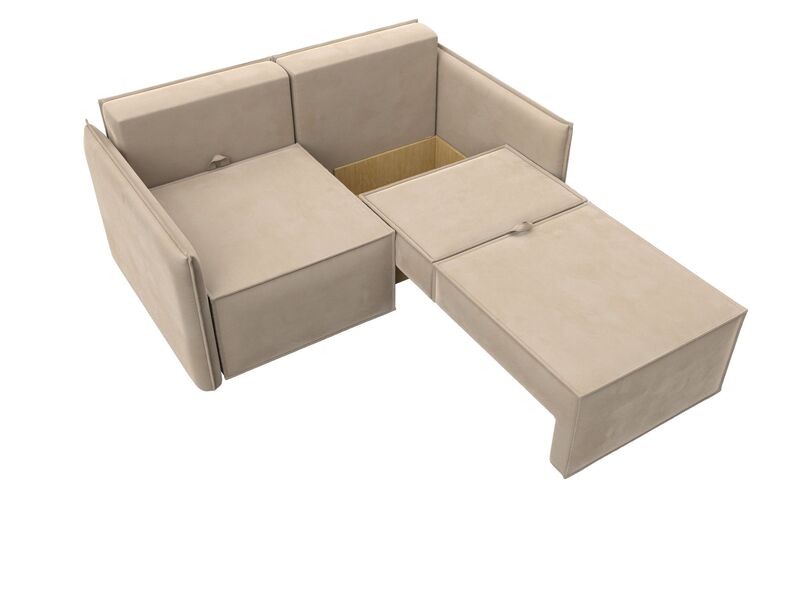 Диван прямой Либерти мини, Велюр, SEVEN 729 бежевый