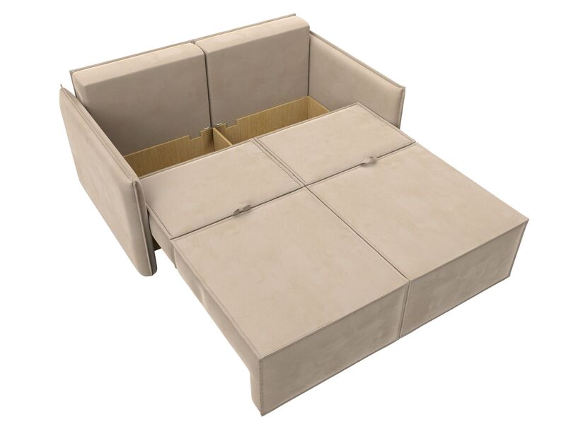 Диван прямой Либерти мини, Велюр, SEVEN 729 бежевый