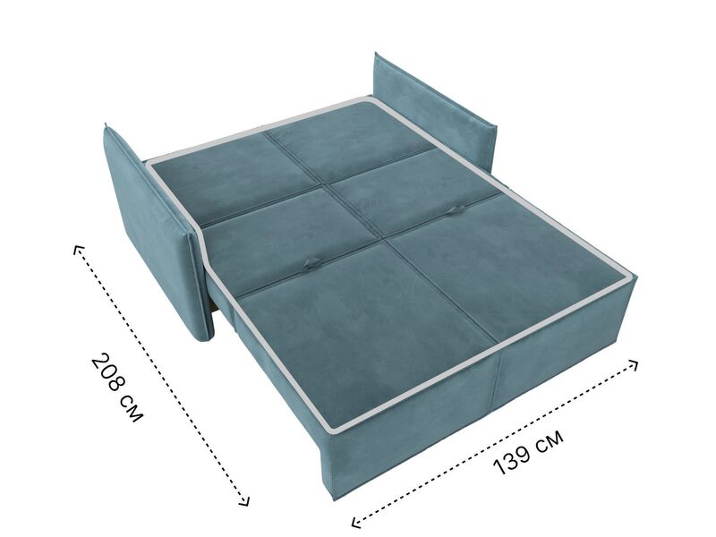 Диван прямой Либерти мини, Велюр, SEVEN 113 бирюзовый