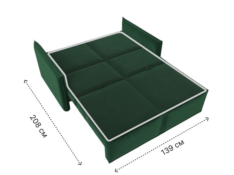 Диван прямой Либерти мини, Велюр, SEVEN 626 зеленый