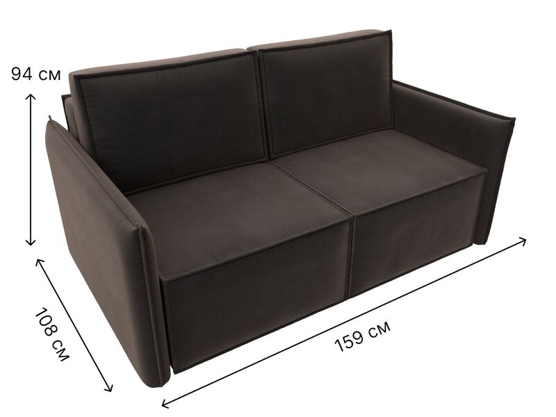 Диван прямой Либерти мини, Велюр, SEVEN 727 коричневый