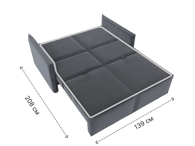 Диван прямой Либерти мини, Велюр, SEVEN 17 серый