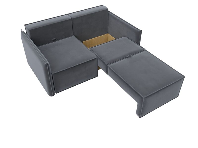 Диван прямой Либерти мини, Велюр, SEVEN 17 серый