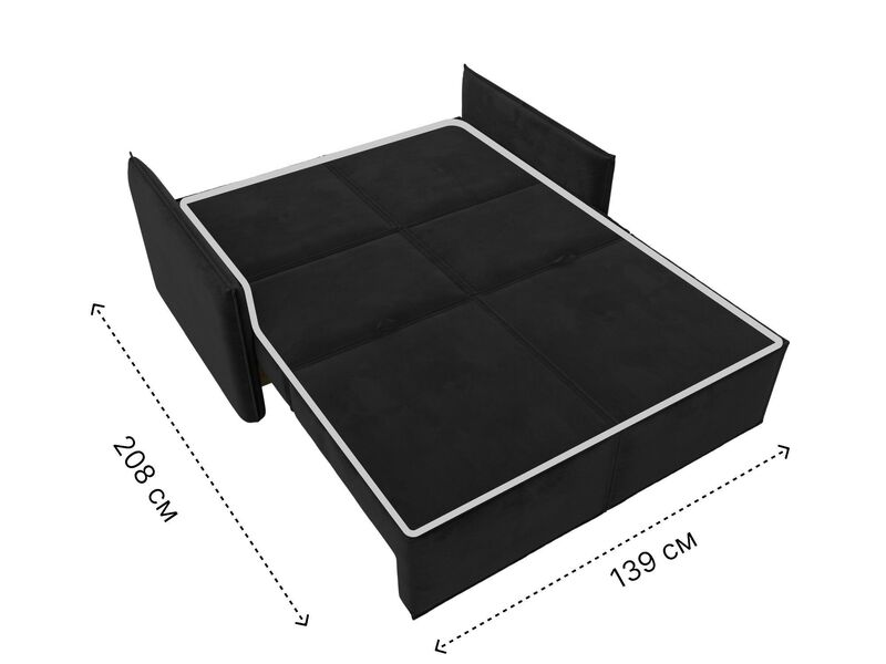 Диван прямой Либерти мини, Велюр, SEVEN 35 черный