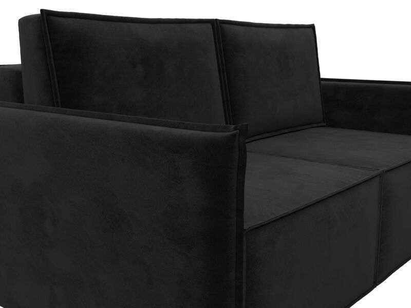 Диван прямой Либерти мини, Велюр, SEVEN 35 черный