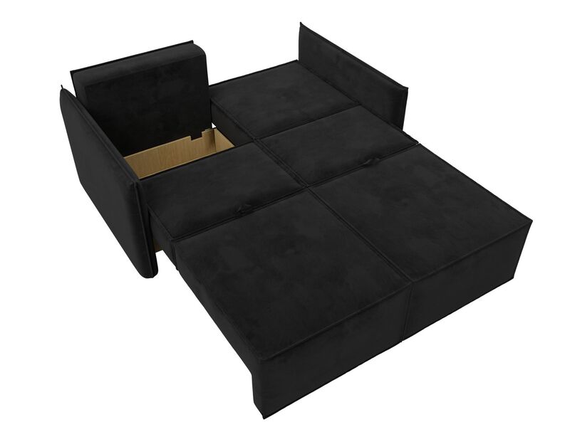 Диван прямой Либерти мини, Велюр, SEVEN 35 черный