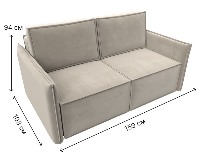 Диван прямой Либерти мини, Микровельвет, Бежевый