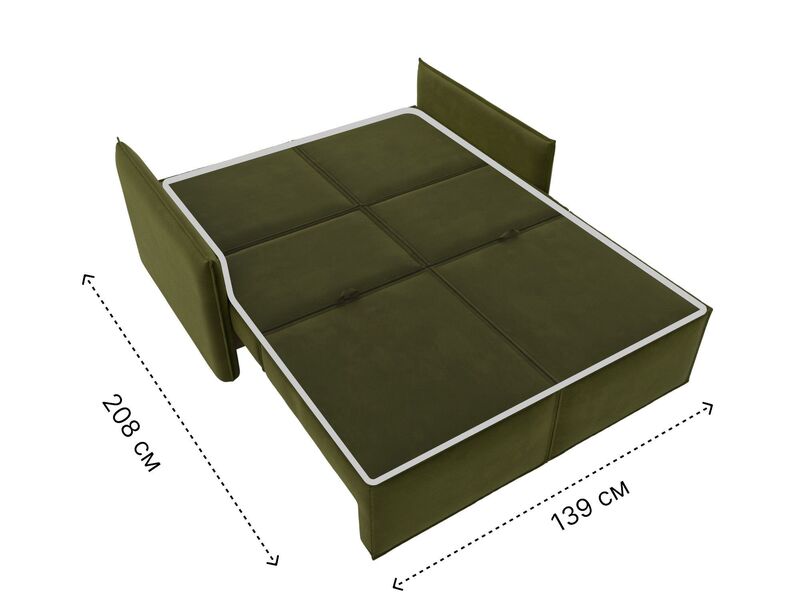 Диван прямой Либерти мини, Микровельвет, Зеленый