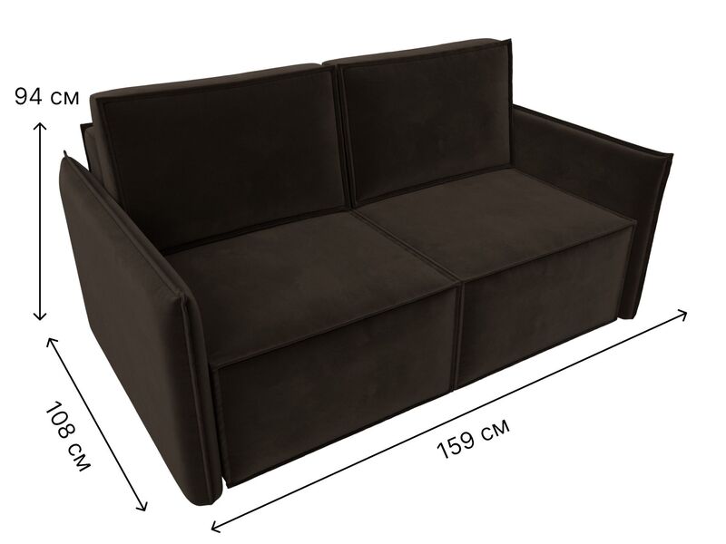 Диван прямой Либерти мини, Микровельвет, Коричневый