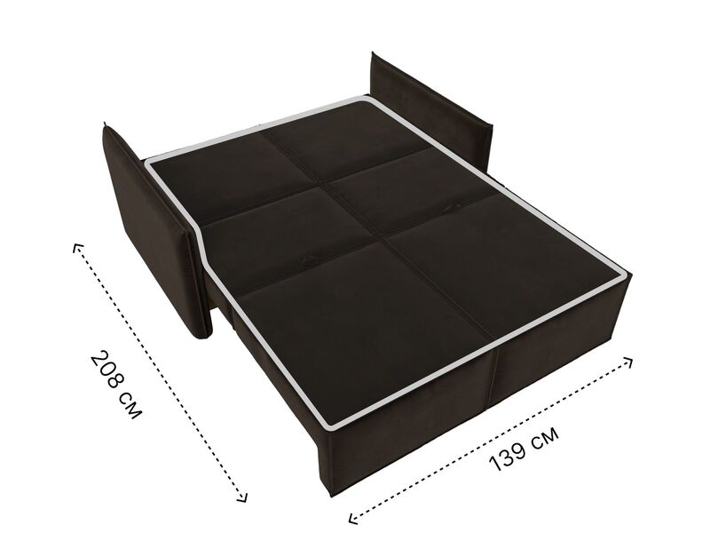 Диван прямой Либерти мини, Микровельвет, Коричневый