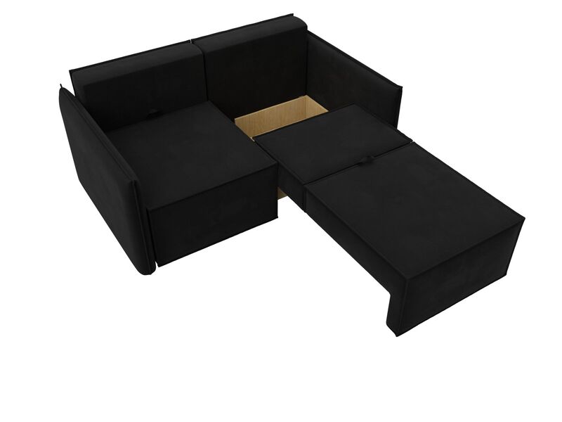 Диван прямой Либерти мини, Микровельвет, Черный