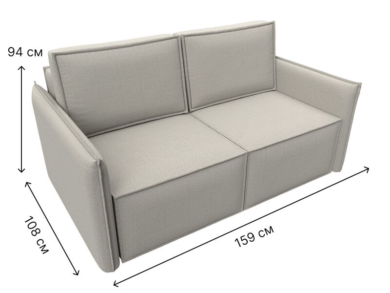 Диван прямой Либерти мини, Рогожка, Амур 02 бежевый