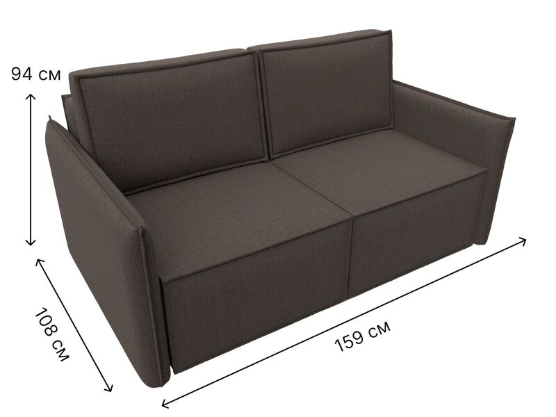 Диван прямой Либерти мини, Рогожка, Амур 05 коричневый