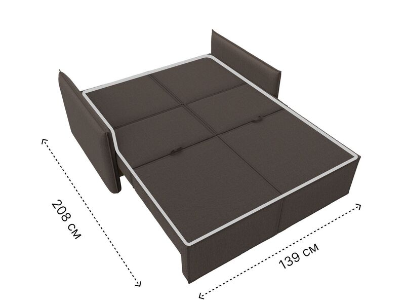 Диван прямой Либерти мини, Рогожка, Амур 05 коричневый
