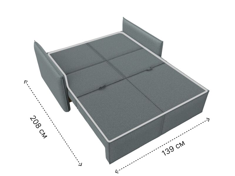 Диван прямой Либерти мини, Рогожка, Амур 07 серый