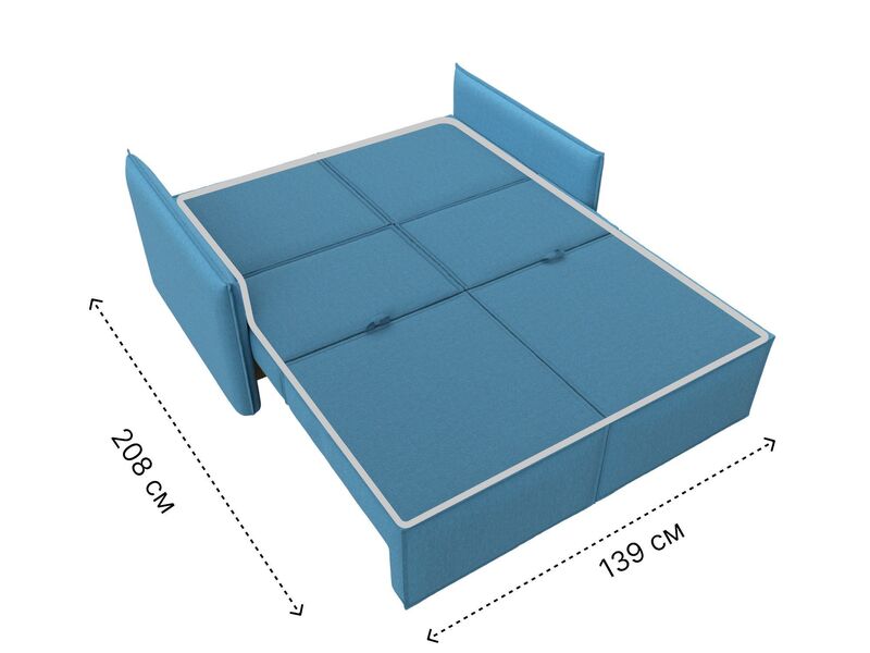 Диван прямой Либерти мини, Рогожка, Амур 10 голубой