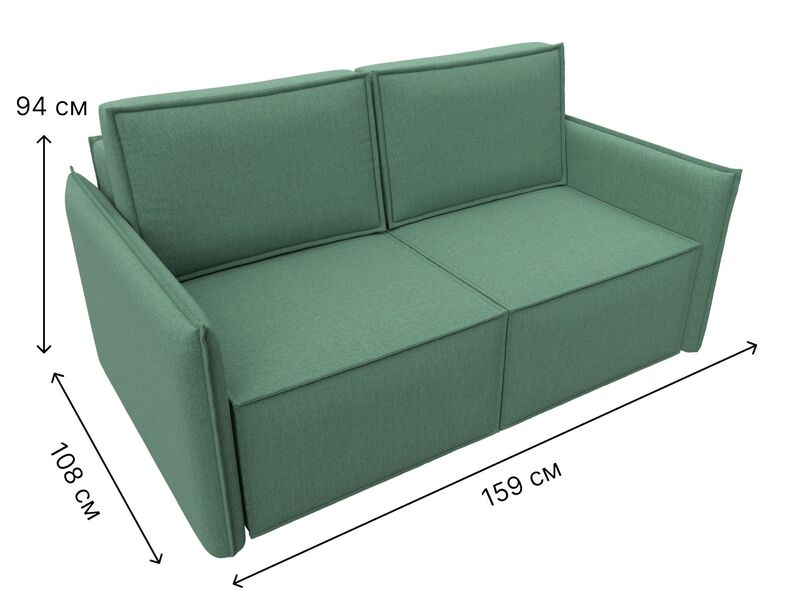 Диван прямой Либерти мини, Рогожка, Амур 11 зеленый