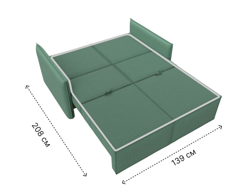 Диван прямой Либерти мини, Рогожка, Амур 11 зеленый