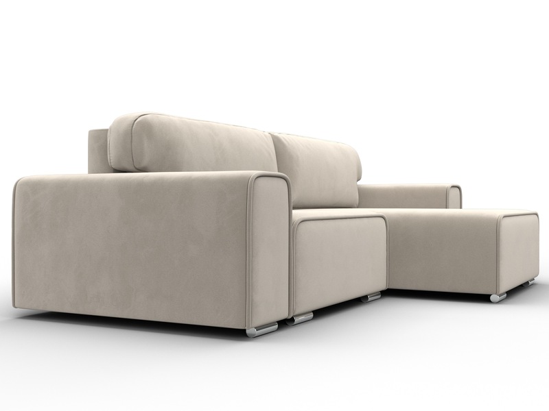 Диван угловой Лига-029, Микровельвет, Бежевый