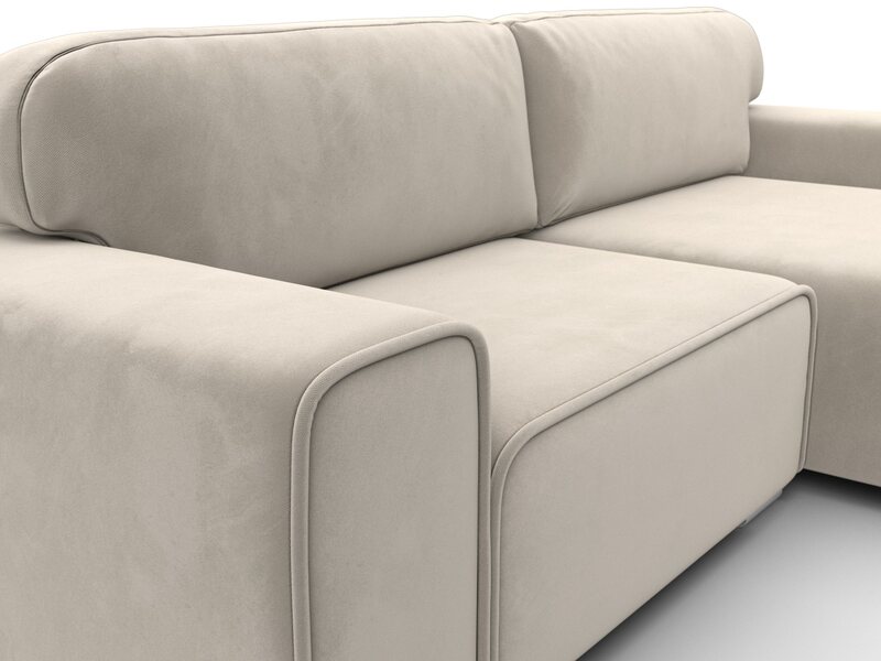 Диван угловой Лига-029, Микровельвет, Бежевый