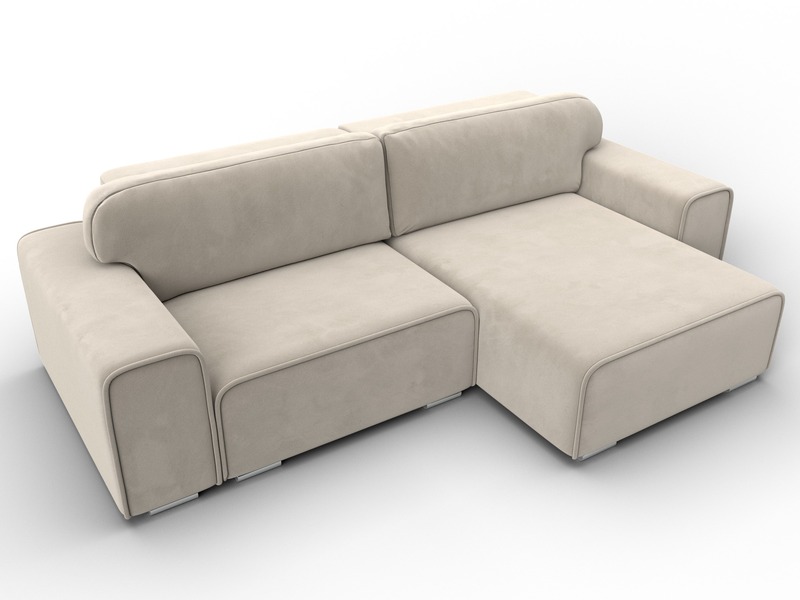 Диван угловой Лига-029, Микровельвет, Бежевый