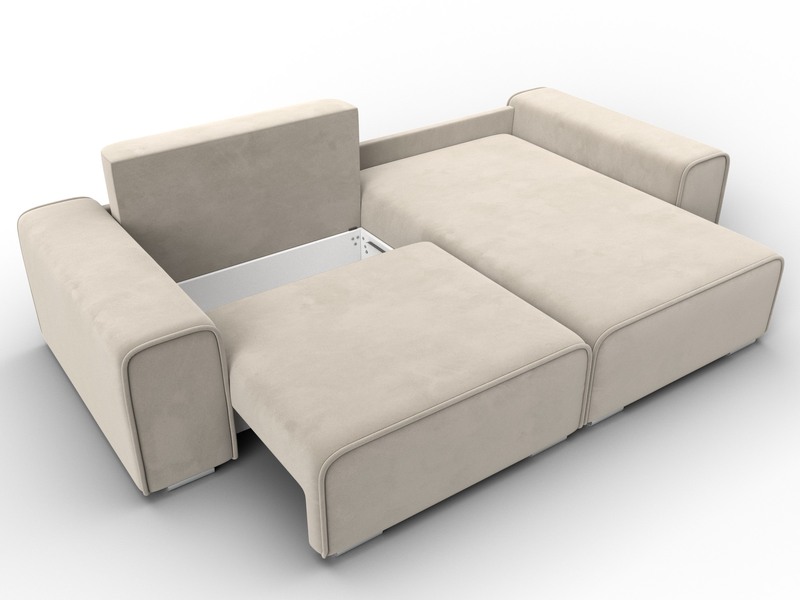 Диван угловой Лига-029, Микровельвет, Бежевый