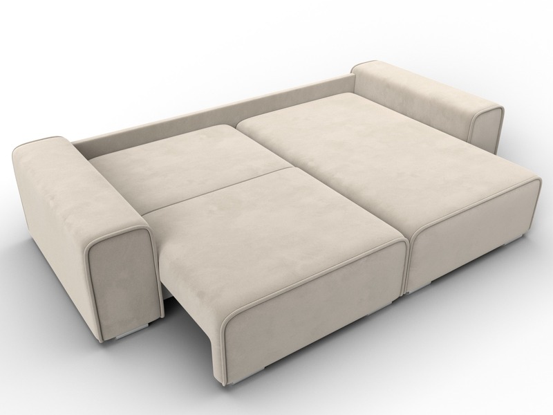 Диван угловой Лига-029, Микровельвет, Бежевый