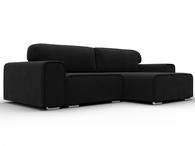 Диван угловой Лига-029, Микровельвет, Черный