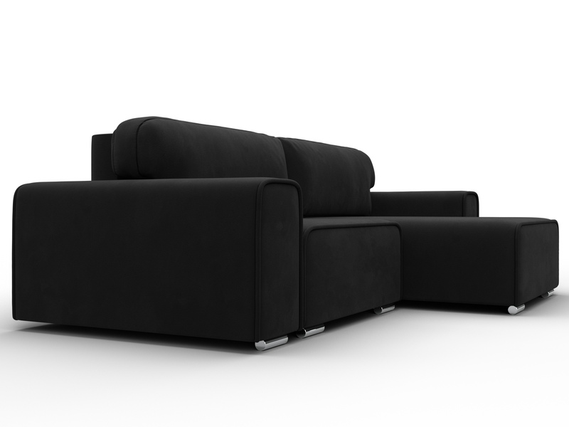 Диван угловой Лига-029, Микровельвет, Черный