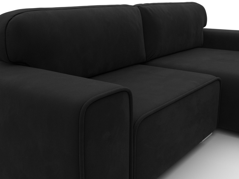 Диван угловой Лига-029, Микровельвет, Черный
