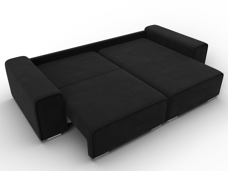 Диван угловой Лига-029, Микровельвет, Черный