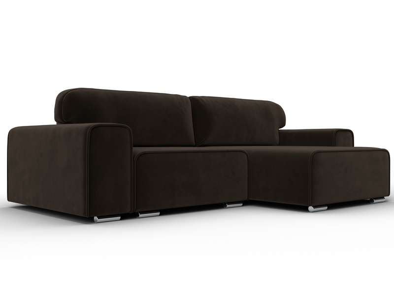 Диван угловой Лига-029, Микровельвет, Коричневый