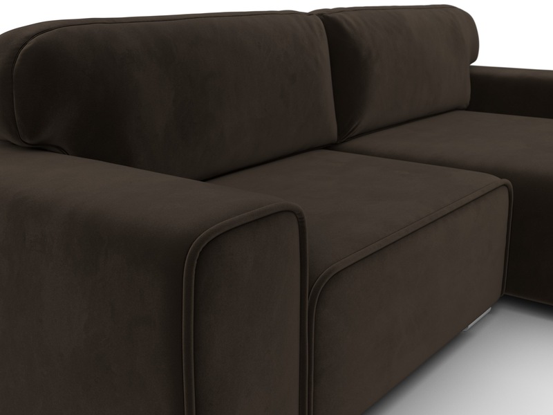 Диван угловой Лига-029, Микровельвет, Коричневый