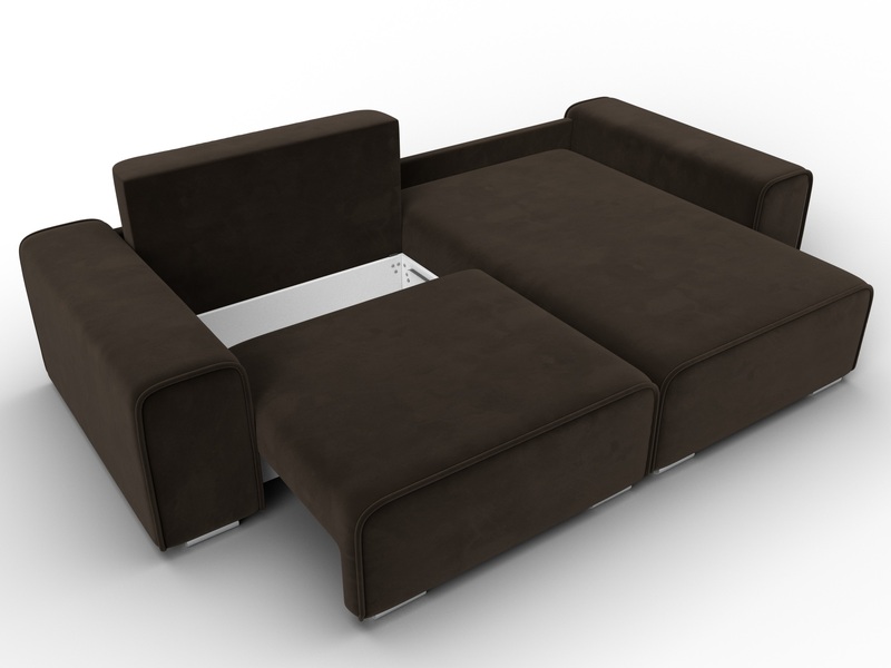 Диван угловой Лига-029, Микровельвет, Коричневый