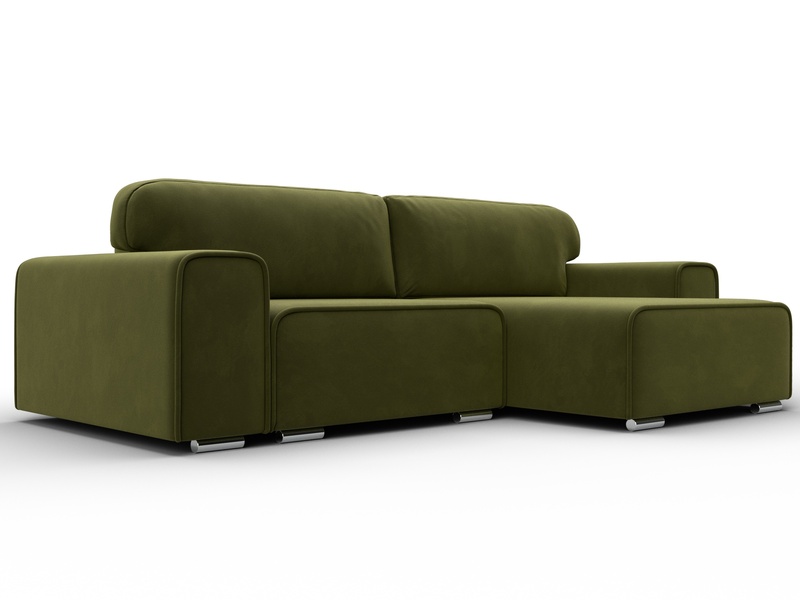 Диван угловой Лига-029, Микровельвет, Зеленый