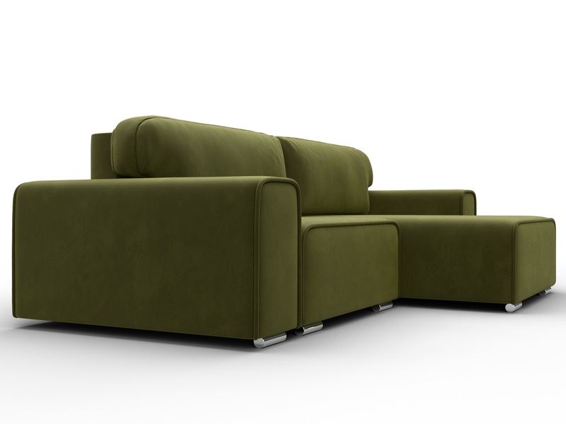 Диван угловой Лига-029, Микровельвет, Зеленый